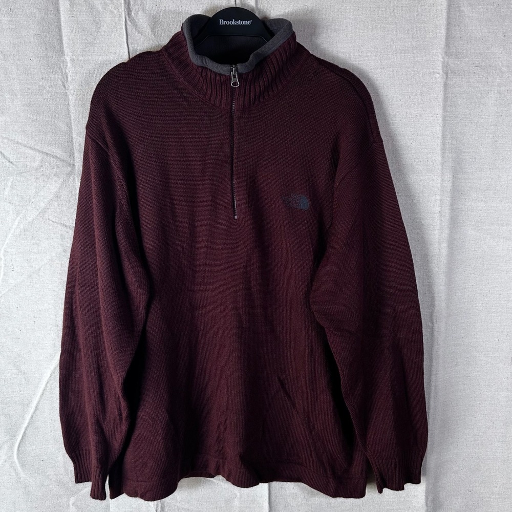 The North Face A5‎ Series Mens XL Burgundy Wool Blend Quarter Zip Knit Sweater